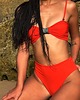 stroje kąpielowe i kostiumy kąpielowe damskie Kenitra Dół Burnt Orange Dół kąpielowy bikini z wysokim stanem 2
