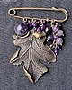 broszki Broszka niezwykła na agrafce w stylu Boho handmade ametystowo-złota dla babci 8