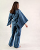 bluzki kimonowe damskie Kimono lniane niebieskie,  bluzka 100% len niebieska 5