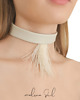 chokery CHOKER skóra naturalna kremowa ecru bezowa strusie piora naszyjnik boho 2