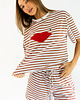 t-shirt damskie Bluzka Joy Usta Paski Koniak 4