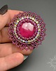 broszki Fleur magenta, broszka z jadeitem, beading, haft 5