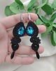 kolczyki soutache Turkusowe kolczyki, kolczyki akwamaryna, czarne turkusowe klipsy 1