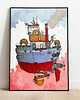obrazy i plakaty do pokoju dziecięcego Traktory, Koparki, Straż Pożarna 4 druki 50x70cm 4