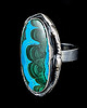 pierścionki srebrne Pierścionek chryzokola z malachitem 2