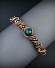 bransoletki wire wrapping Miedziana bransoleta mankietowa z chryzokolą 3