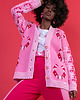 kardigany damskie ZAPINANY ŻAKARDOWY KARDIGAN Z WZOREM PODKOWY F1659 SWEETPINK 1