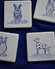 podkładki do kuchni Podkładki pod kubki kafelki psy kobaltowe 2