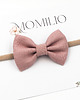 ozdoby do włosów dla dzieci Opaska do włosów kokardka z lnu różowa Linen Bow Dusty Pink 1