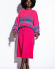 swetry damskie  Kolorowy sweter boho  F1820 różowy 2