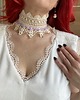 chokery Szydełkowy choker kremowo liliowy! Prześliczny. 1