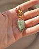 złote naszyjniki Naszyjnik z kwarcem z zielonym turmalinem, splot kostka pozłacany 18k 2