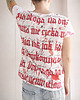 t-shirt damskie Kaligrafia czerwona fullprint Biały Oversize 2