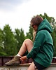 bluza z kapturem damska HOODIE Bottle Green Haft 2