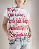 t-shirt damskie Kaligrafia czerwona fullprint Biały Oversize 3