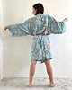 szlafroki damskie Szlafrok narzutka kimono z wiskozy błękit 2
