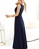 sukienki maxi damskie 634-1 MIRA elegancka sukienka maxi z kopertowym dekoltem - granatowa 3