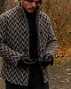 płaszcze i kurtki męskie Szara Ciepła Męska Kurtka Z Owczej Wełny  Wygodna Kurtka W Stylu Country 3