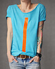 t-shirt damskie Pomarańczowa kreska turkusowy oversize 1