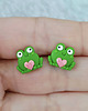 kolczyki z masy plastycznej Kolczyki żabki z serduszkiem 2