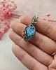 wisiory Naszyjnik Labradoryt Niebieski stal chirurgiczna wisiorek handmade wirewrapping 4
