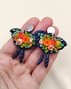 kolczyki z masy plastycznej Kolczyki motylki z kwiatami handmade sztyfty stal nierdzewna 4