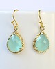 kolczyki szklane mint green teardrops in gold 3
