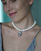 Biżuteria ślubna Choker z onyksa białego i dużej szarej perły barokowej - FULL 4
