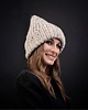 czapki damskie Beanie  z wełny peruwiańskiej tweed naturalny 1