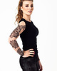 t-shirt damskie Czarny tank top damski z tatuażami Mandala 1