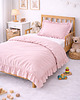 kocyki, kołderki, pościel dla dzieci Lniana pościel dziecięca z falbanką - jasny róż 1