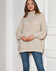 swetry damskie  Sweter oversize z golfem - SWE148 beż 1