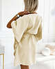 sukienki midi damskie 287-28 SOFIA Kobieca sukienka motyl z wiązaniem w pasie - BEŻOWA - 2XL/3XL 2
