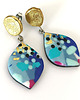 kolczyki z masy plastycznej Wiszące Kolczyki Niebiesko Złote 1