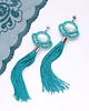kolczyki soutache Długie turkusowe kolczyki z frędzlami 2