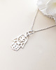 srebrne naszyjniki Srebrny Naszyjnik ręka Fatimy Hamsa amulet 2