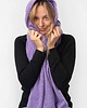 szale damskie Szal Wełniany MANUL Lawendowy- duży lekki pluszowy szalik 100% Merino RWS 1