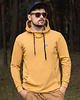 bluza z kapturem damska Cienka bluza z kapturem z naszywką musztardowa ELASTAN- 1