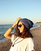 czapki damskie Niebieska czapka beanie handmade z wełną 1
