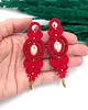 kolczyki soutache Kolczyki sutasz czerwone ze złotem Ismara wieczorowe z kryształkami 1