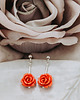 kolczyki srebrne Pomarańczowe kolczyki z koralem, kolczyki z różyczką, srebro 925 3