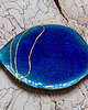 patery i talerze Talerze liście  niebieskie / kintsugi 3 szt 2