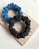 gumki do włosów 2 jedwabne gumki scrunchies Blue Silk & Brown Silk 2