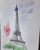 grafiki i ilustracje Paryż Francja wieża Eiffla miasta akwarela obraz balony pejzaż miejski 21x30 6