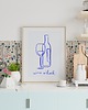 plakaty PLAKAT wino, niebieska grafika, wine o clock, ozdoba do kuchni 4