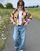 kurtki damskie Dwustronna bomberka - geometria+kwiaty 2