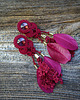 kolczyki soutache Bordowe boho kolczyki soutache z piórkami 2