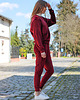 komplety damskie Dres komplet damski welurowy bordowy 2