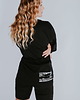 t-shirt damskie Czarna koszulka oversized z napisem BONJOUR 3