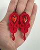 kolczyki soutache Czerwone eleganckie kolczyki sutasz z kryształkami 2